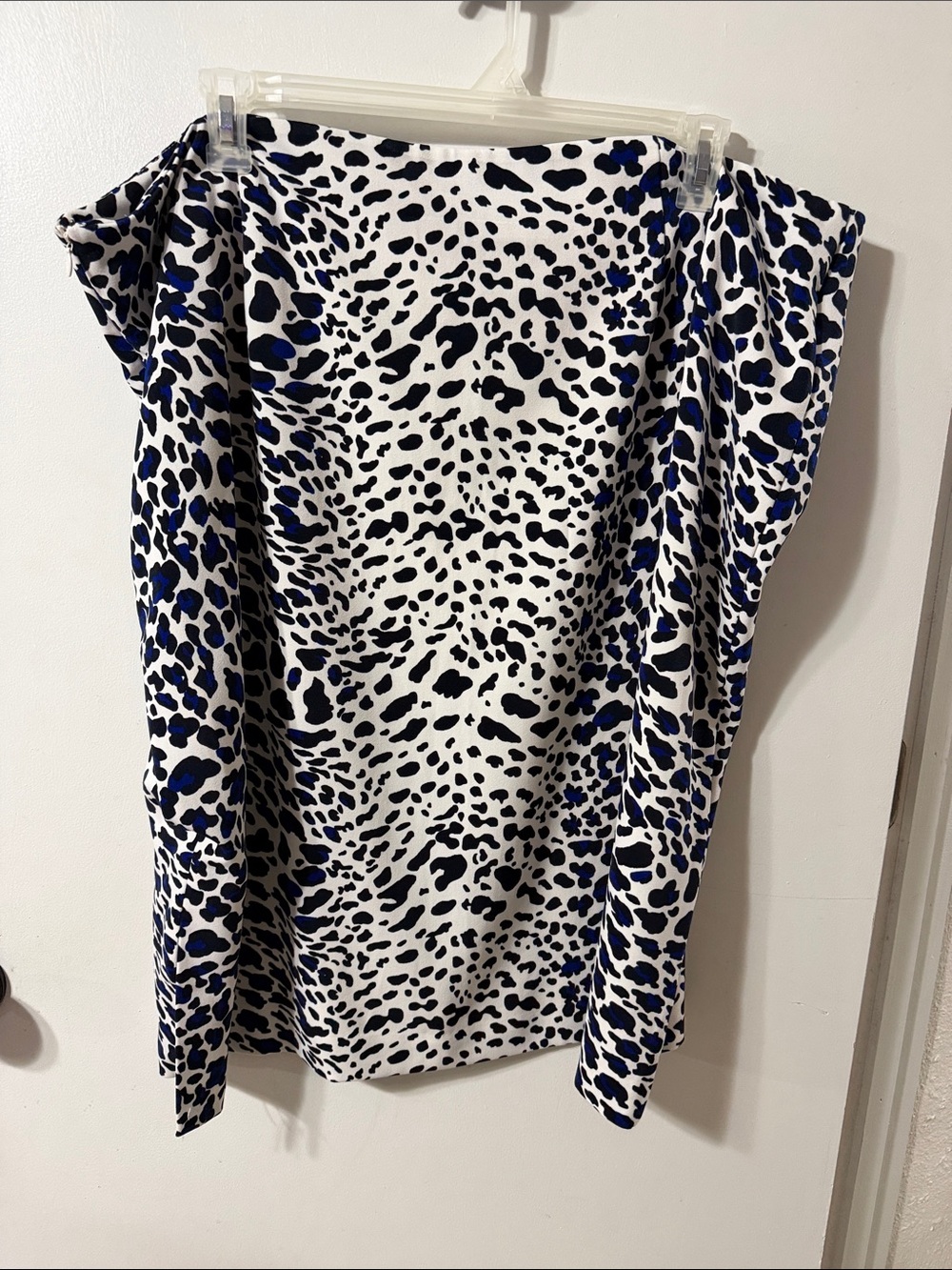 Worthington White Pencil Skirt with Black and Blue Animal Print, 24W